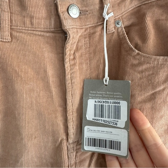 New! Everlane The Cheeky Straight Corduroy Pant Baby Cord High Rise - Picture 5 of 7